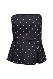 Current Boutique-Alice & Olivia - Black & White Polka Dot Strapless Peplum Top Sz 6