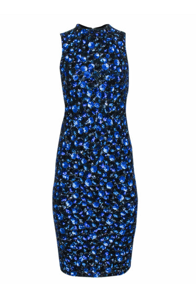 Current Boutique-Alice & Olivia - Blue & Black Beaded "Ivana" Midi Sheath Dress Sz 6