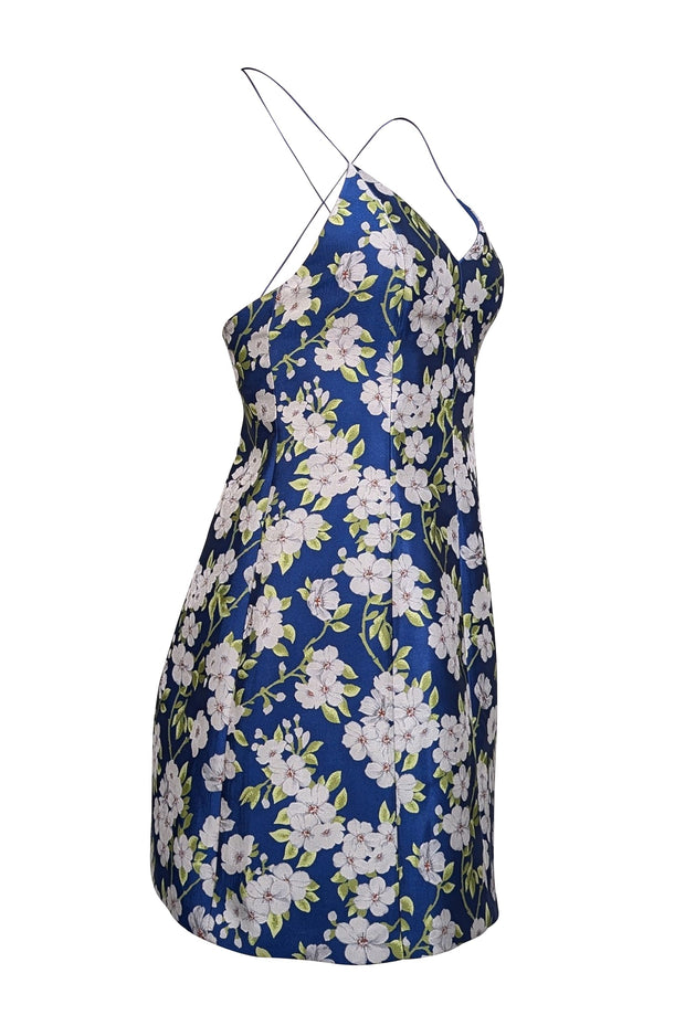 Current Boutique-Alice & Olivia - Blue, Green, & White Floral Jacquard Mini Dress Sz 2