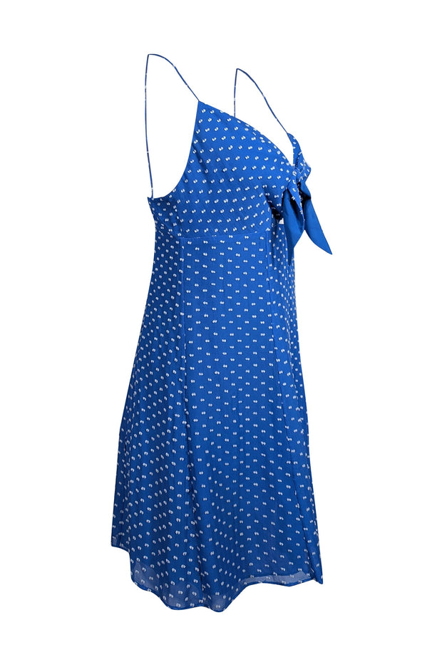 Current Boutique-Alice & Olivia - Blue & White Swiss Dot Tie Front Mini Dress Sz 4