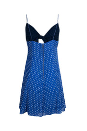 Current Boutique-Alice & Olivia - Blue & White Swiss Dot Tie Front Mini Dress Sz 4