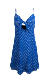 Current Boutique-Alice & Olivia - Blue & White Swiss Dot Tie Front Mini Dress Sz 4