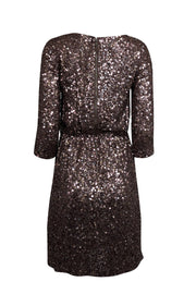 Current Boutique-Alice & Olivia - Brown Fit & Flare Dress w/ Bronze Sequins Sz S