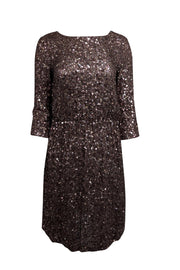 Current Boutique-Alice & Olivia - Brown Fit & Flare Dress w/ Bronze Sequins Sz S