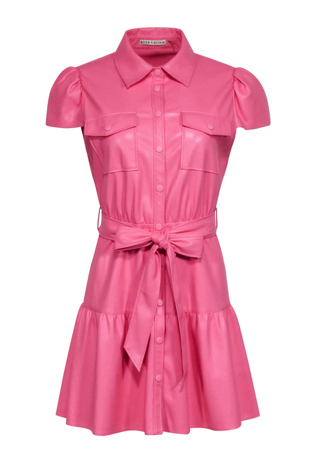 Current Boutique-Alice & Olivia - Bubble Gum Pink Faux Leather Dress Sz 6