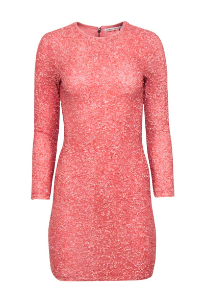 Current Boutique-Alice & Olivia - Coral Pink Sequin Long Sleeve "Delora" Dress Sz 2