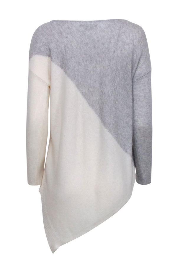 Current Boutique-Alice & Olivia - Grey & Cream Asymmetrical Colorblocked Wool Blend Sweater Sz XS