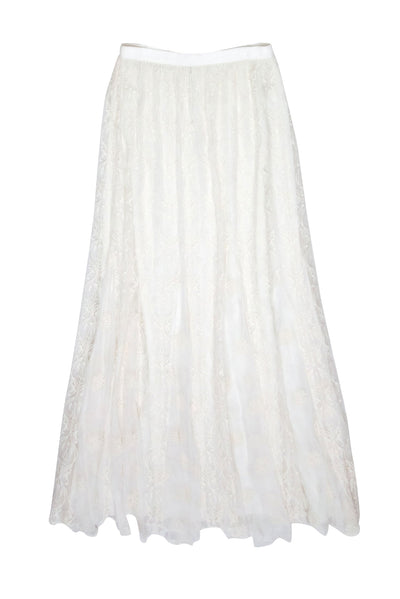 Current Boutique-Alice & Olivia - Ivory Lace Maxi Skirt Sz 8