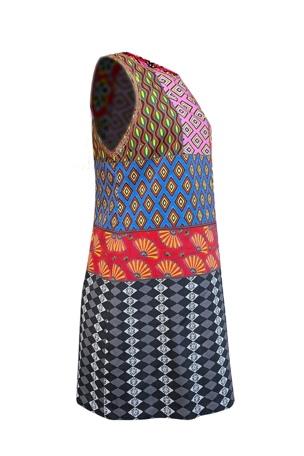 Current Boutique-Alice & Olivia - Multi Color Patchwork Print Sleeveless Dress Sz 12