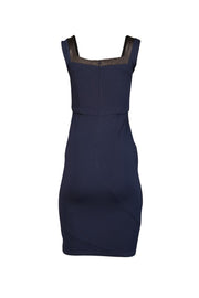 Current Boutique-Alice & Olivia - Navy Sleeveless Sheath Dress w/ Faux Leather Trim Sz S