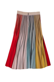 Current Boutique-Alice & Olivia - Pastel Blue, Yellow, Red, & White Pleated Midi Skirt Sz 10