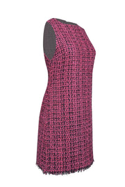 Current Boutique-Alice & Olivia - Pink & Black Tweed Sheath Dress w/ Frayed Hem Sz 6