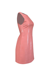 Current Boutique-Alice & Olivia - Pink Croc-Embossed Faux Leather Mini Dress Sz 2