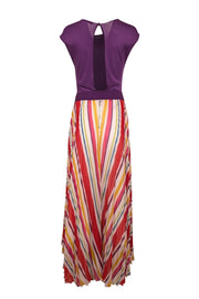 Current Boutique-Alice & Olivia - Purple & Multicolor Striped Sleeveless w/ Purple Belt Maxi Dress Sz M