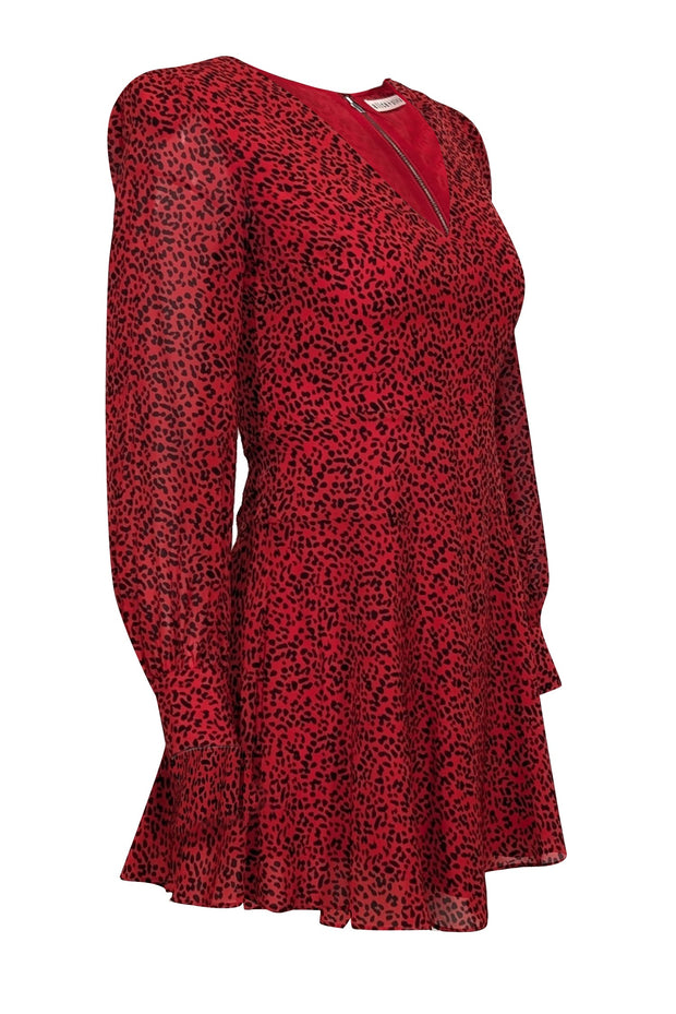 Current Boutique-Alice & Olivia - Red & Black Leopard Print Satin Mini Dress Sz 0