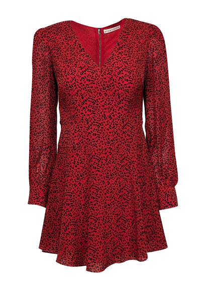 Current Boutique-Alice & Olivia - Red & Black Leopard Print Satin Mini Dress Sz 0