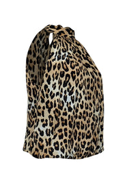 Current Boutique-Alice & Olivia - Tan & Black Leopard Print Halterneck Top Sz L