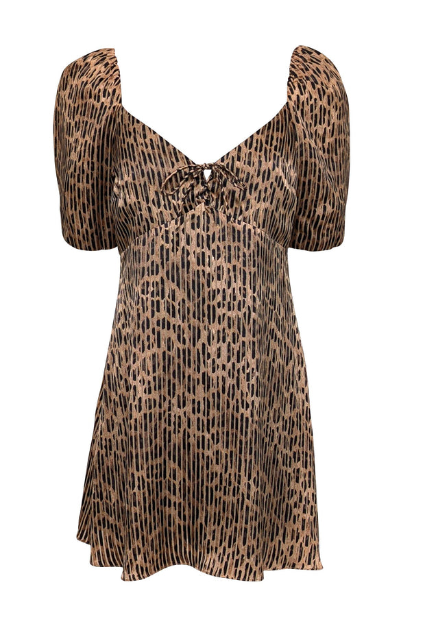 Current Boutique-Alice & Olivia - Tan & Black Striped Leopard Print Dress Sz 12