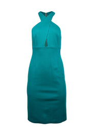 Current Boutique-Alice & Olivia - Teal Cross Front Midi Dress Sz 6