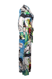 Current Boutique-Alice & Olivia - White, Blue, Green, & Black Print Button Front Maxi Dress Sz S