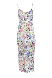 Current Boutique-Alice & Olivia - White w/ Multicolor Floral Print Cowl Neck Midi Dress Sz 6