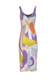 Current Boutique-Alice & Olivia - White w/ Multicolor Geometric Shapes Print Midi Bodycon Dress Sz 4