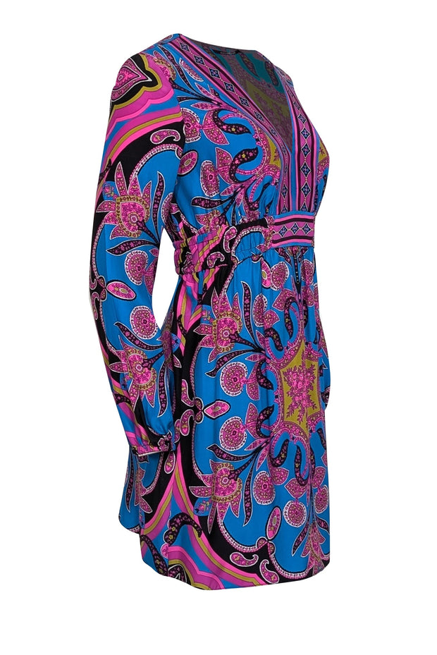 Current Boutique-Alice & Trixie - Blue w/ Purple Paisley Print Silk Dress Sz XS