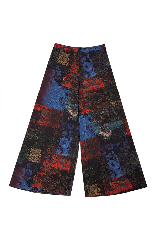 Current Boutique-Alice &amp; Olivia - Black &amp; Multicolor Abstract Floral Print Wide Leg Pants Sz 6