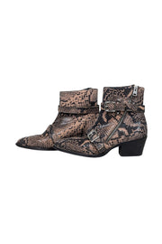 Current Boutique-All Saints - Beige & Black Snake Skin Print Short Boots Sz 9