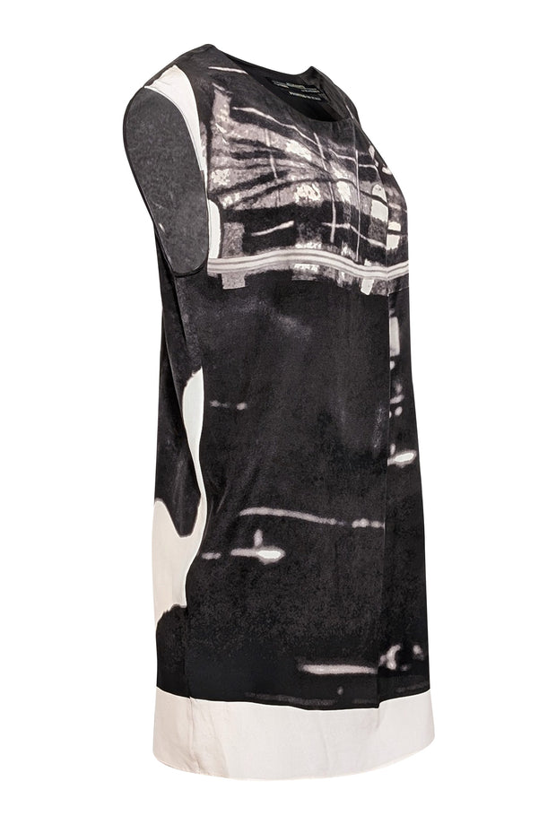 Current Boutique-All Saints - Black, Grey, & Cream Print Sleeveless Shift Dress Sz 10