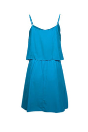 Current Boutique-Amanda Uprichard - Aqua Blue Sleeveless Silk Dress Sz M