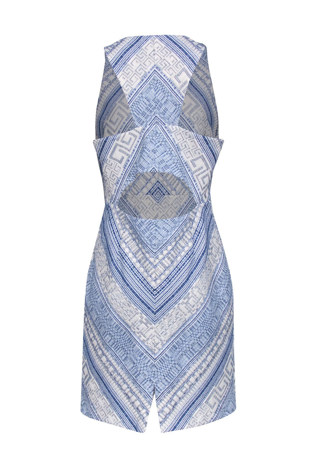 Current Boutique-Amanda Uprichard - Blue & White Sleeveless Sheath Mini Dress Sz L