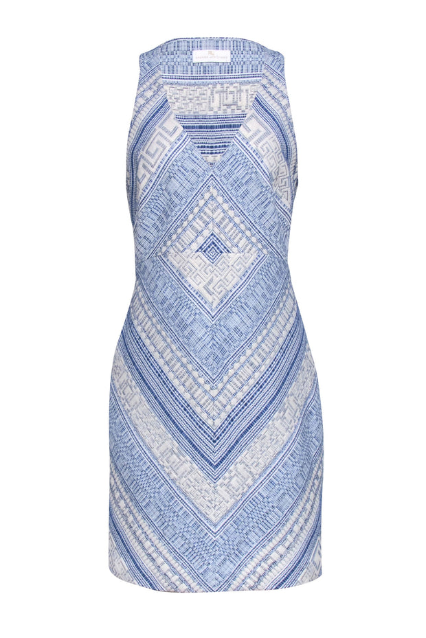 Current Boutique-Amanda Uprichard - Blue & White Sleeveless Sheath Mini Dress Sz L