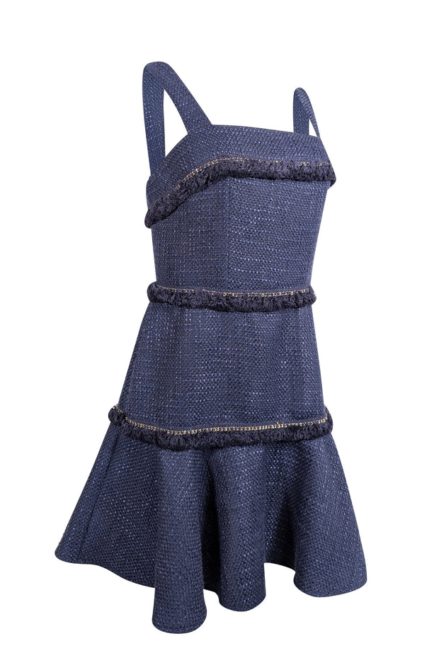 Current Boutique-Amanda Uprichard - Navy Boucle Sleeveless Cocktail Dress Sz M