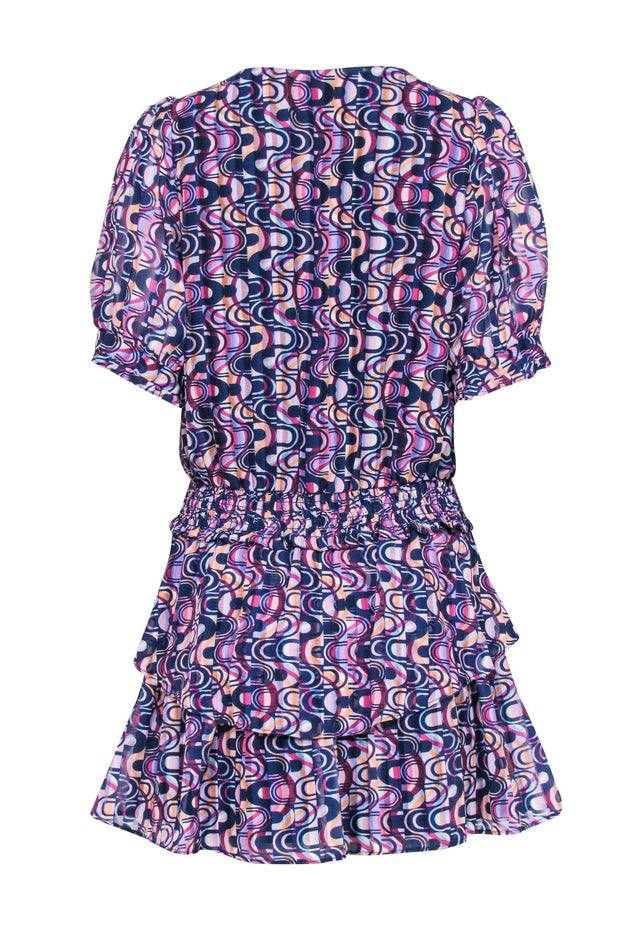 Current Boutique-Amanda Uprichard - Purple Multicolor Abstract Geometric Print Dress Sz S