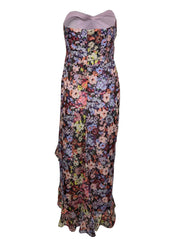 Current Boutique-Amanda Uprichard - Purple & Multicolor Floral Print Strapless High-Low Dress Sz L