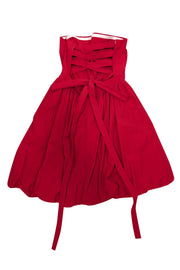 Current Boutique-Amanda Uprichard - Red Cross-Back "Stassie" Strapless Dress Sz XS