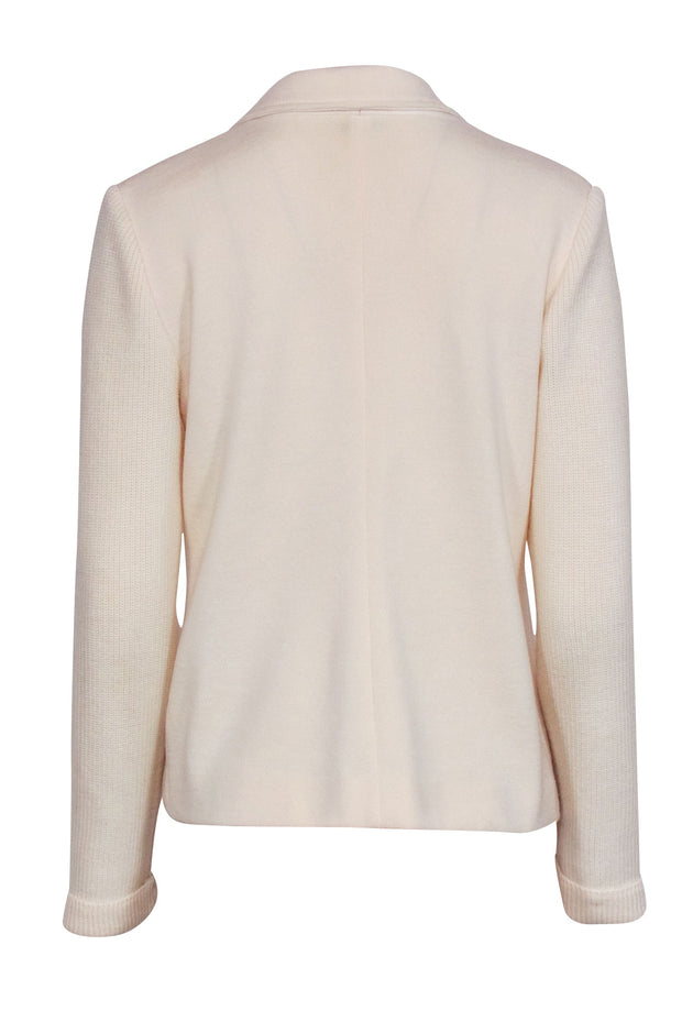 Current Boutique-Amina Rubinacci - Cream Wool Knit Blazer Sz M