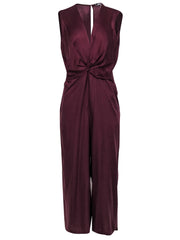 Current Boutique-Amour Vert - Maroon Twist Front Sleeveless Jumpsuit Sz L