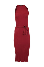 Current Boutique-Amour Vert - Red Sleeveless Ribbed Midi w/ Waist Tie Dress Sz XS