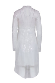 Current Boutique-Amsale - White Sequin Mini Dress w/ Sheer Overlay Detail Sz 6