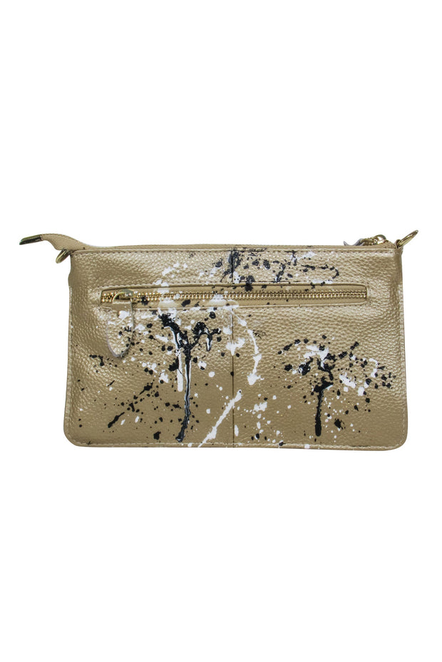 Current Boutique-Anca Barbu - Gold Metallic Skull Print Convertable Crossbody Bag