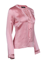 Current Boutique-Andrew GN - Pink Silk Long Sleeve Blouse Sz S