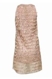 Current Boutique-Angela Davis - Beige Sequin Fringe Sleeveless Dress Sz M