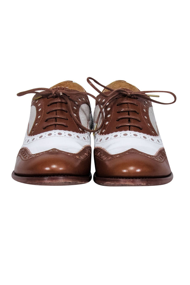 Current Boutique-Angela Scott - Cognac & White "Mr. Doubt" Oxfords Sz 9