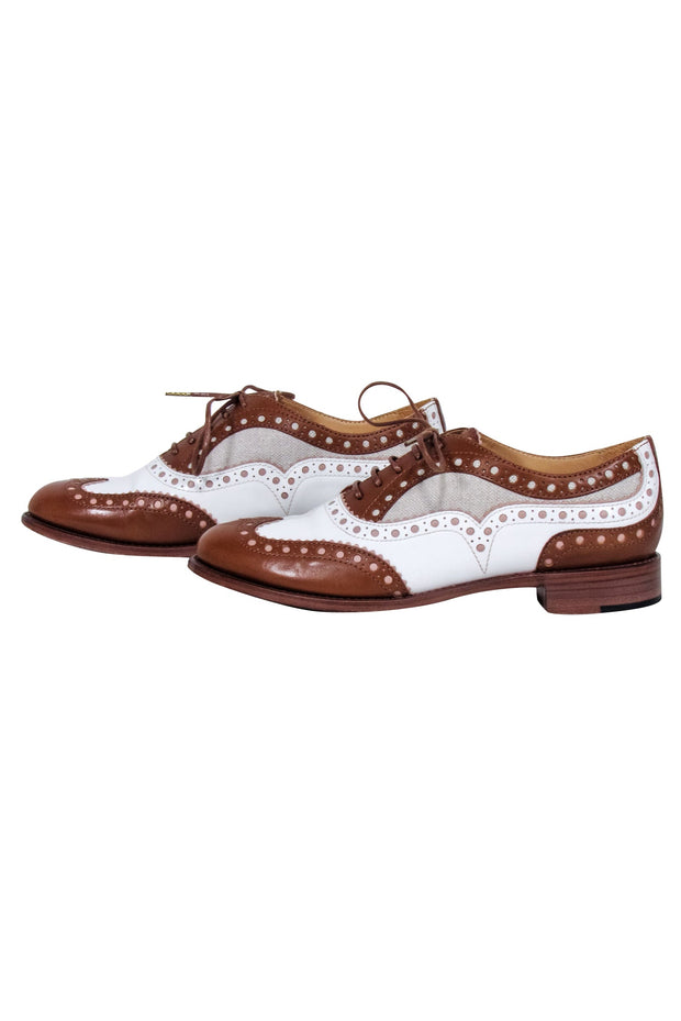 Current Boutique-Angela Scott - Cognac & White "Mr. Doubt" Oxfords Sz 9