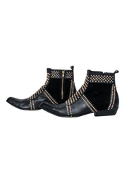 Current Boutique-Anine Bing - Black Leather Studded Detail "Charlie" Short Boots Sz 9