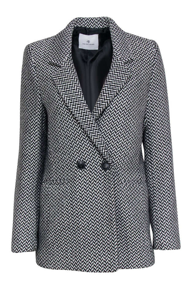 Current Boutique-Anine Bing - Black & White Fishbone "Diana" Blazer Sz XS