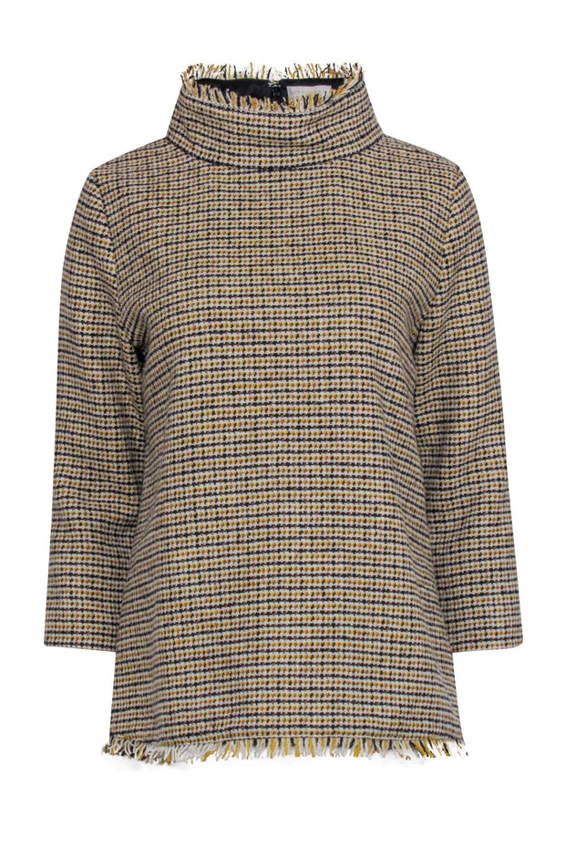 Current Boutique-Ann Mashburn - Yellow, Black, & White Tweed Long Sleeve Top Sz M