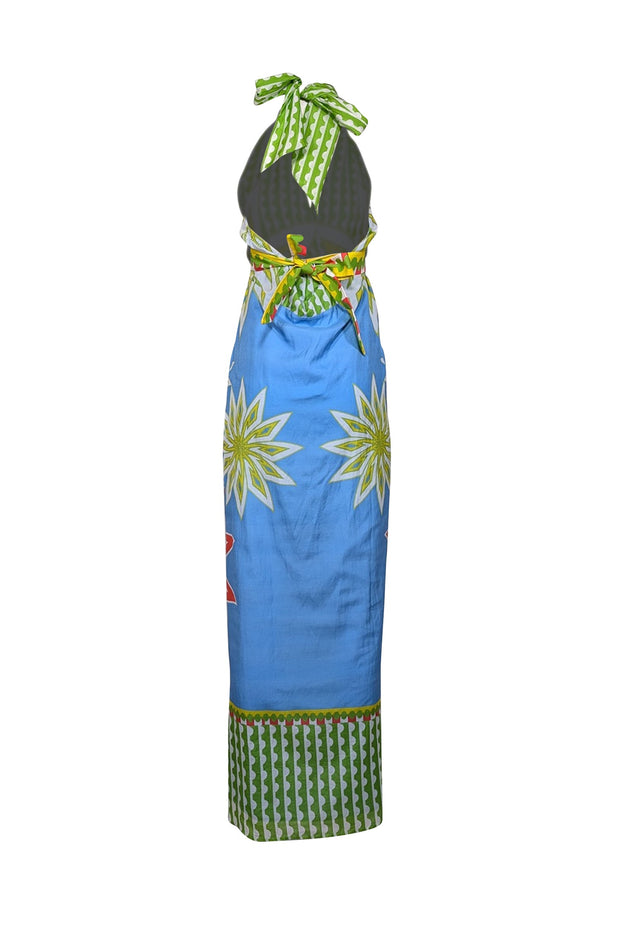 Current Boutique-Anna Cate - Blue, Green, & Red Mixed Print Halter Maxi Dress Sz XS